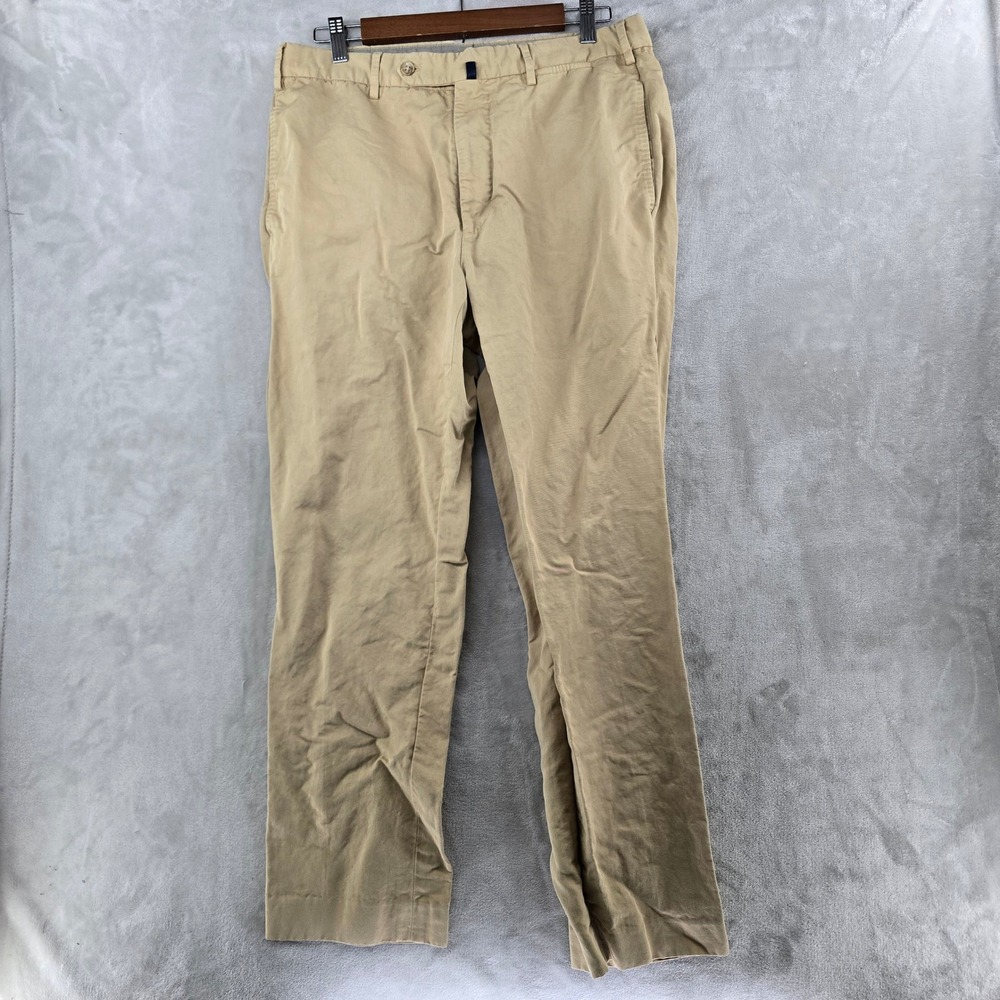 Incotex Chino Lino Pants Mens 32 Beige Cotton Linen Blend Straight Leg Khaki
